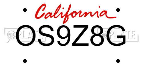 OS9Z8G California License Plate