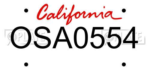 OSA0554 California License Plate