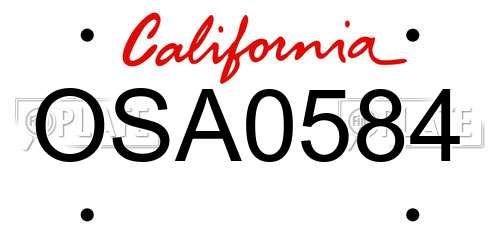 OSA0584 California License Plate