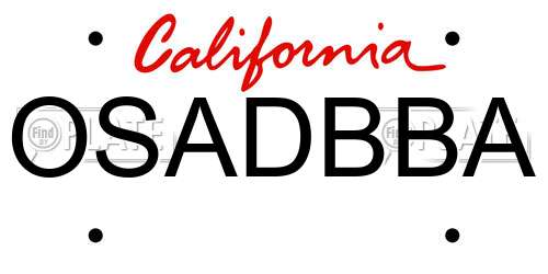 OSADBBA California License Plate