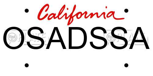 OSADSSA California License Plate