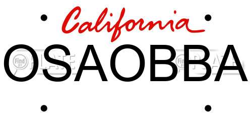 OSAOBBA California License Plate
