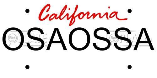 OSAOSSA California License Plate