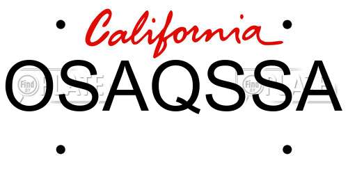 OSAQSSA California License Plate