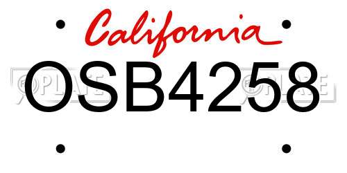 OSB4258 California License Plate