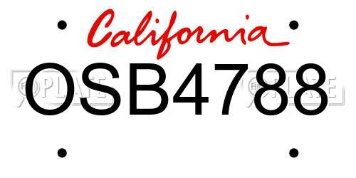 OSB4788 California License Plate