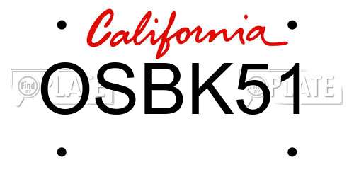 OSBK51 California License Plate