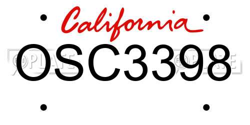 OSC3398 California License Plate