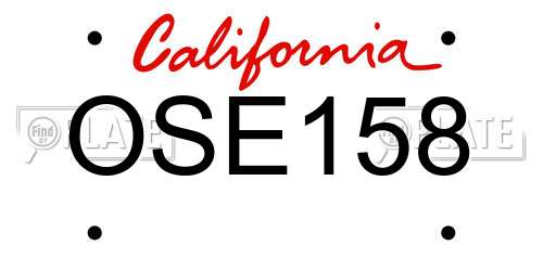 OSE158 California License Plate
