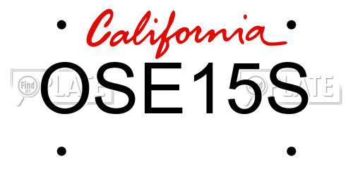 OSE15S California License Plate