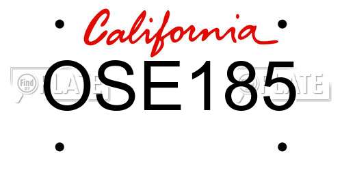 OSE185 California License Plate
