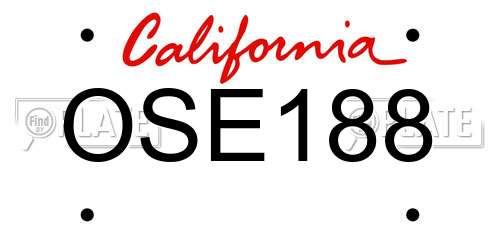 OSE188 California License Plate