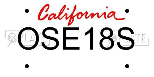 OSE18S California License Plate