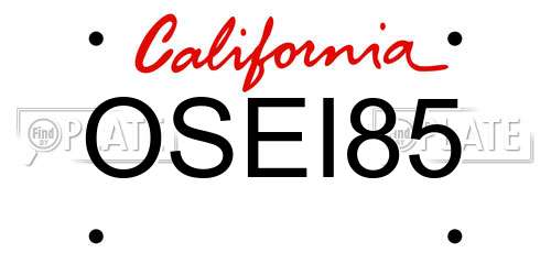 OSEI85 California License Plate