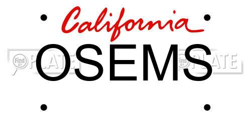 OSEMS California License Plate