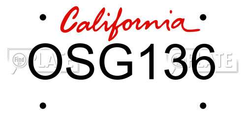 OSG136 California License Plate