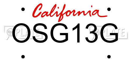 OSG13G California License Plate
