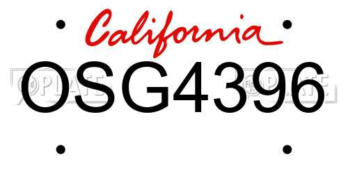 OSG4396 California License Plate