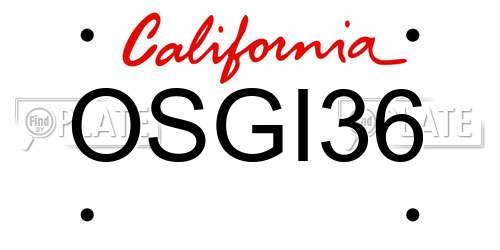 OSGI36 California License Plate