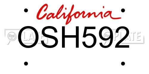 OSH592 California License Plate