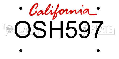 OSH597 California License Plate