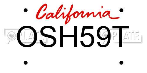 OSH59T California License Plate