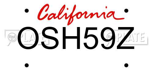 OSH59Z California License Plate