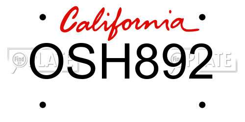 OSH892 California License Plate