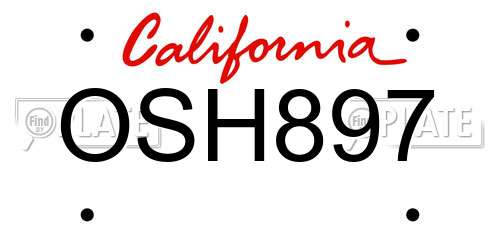 OSH897 California License Plate