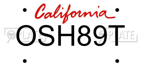 OSH89T California License Plate