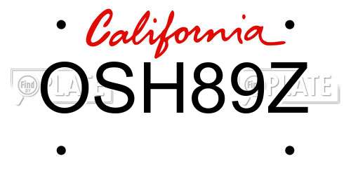 OSH89Z California License Plate