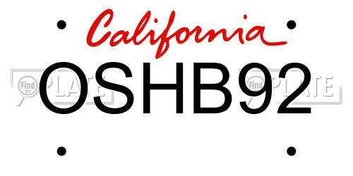 OSHB92 California License Plate