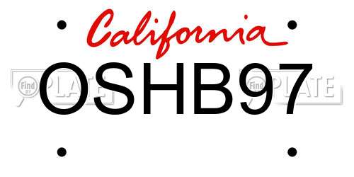 OSHB97 California License Plate