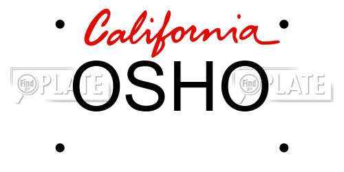 OSHO California License Plate
