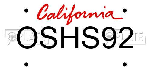 OSHS92 California License Plate