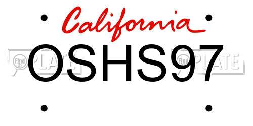 OSHS97 California License Plate
