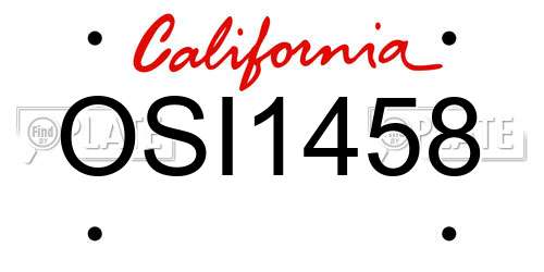 OSI1458 California License Plate
