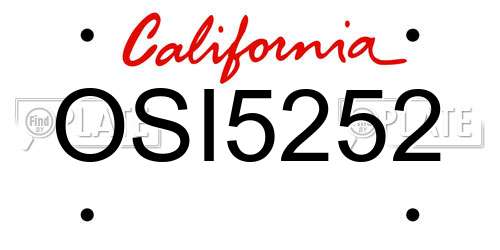 OSI5252 California License Plate