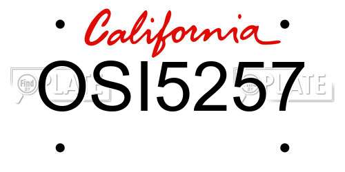 OSI5257 California License Plate