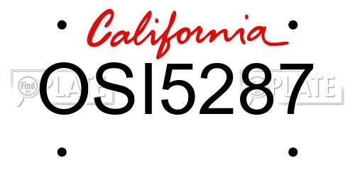 OSI5287 California License Plate