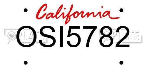 OSI5782 California License Plate
