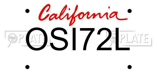 OSI72L California License Plate