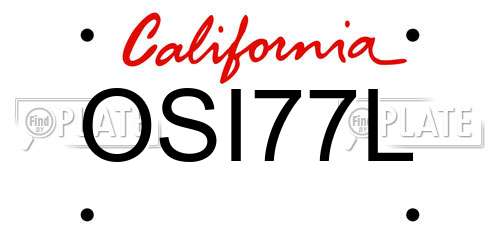 OSI77L California License Plate