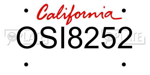 OSI8252 California License Plate