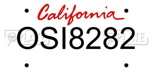 OSI8282 California License Plate