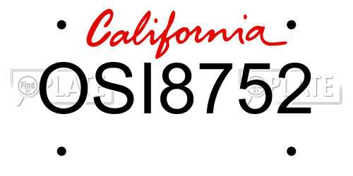 OSI8752 California License Plate