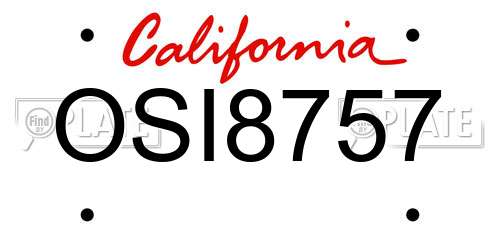 OSI8757 California License Plate