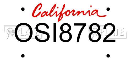 OSI8782 California License Plate