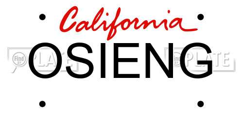 OSIENG California License Plate