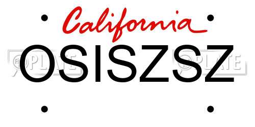 OSISZSZ California License Plate